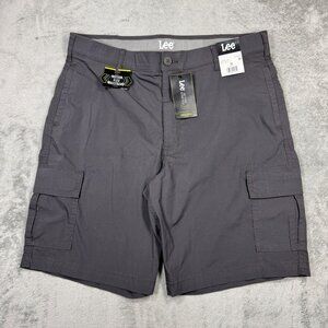 Nwt Lee Motion Flex Waistband Cargo Pockets Shorts Active Stretch Gray 10" Ins